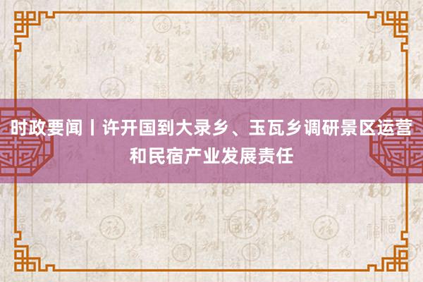 时政要闻丨许开国到大录乡、玉瓦乡调研景区运营和民宿产业发展责任