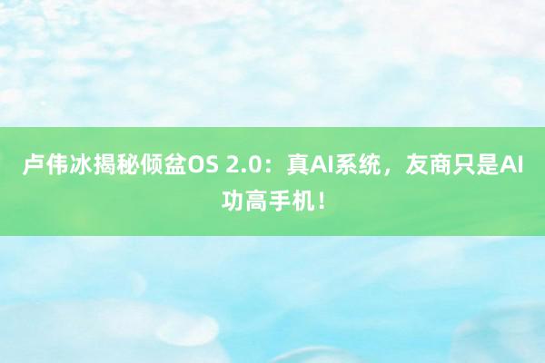 卢伟冰揭秘倾盆OS 2.0：真AI系统，友商只是AI功高手机！