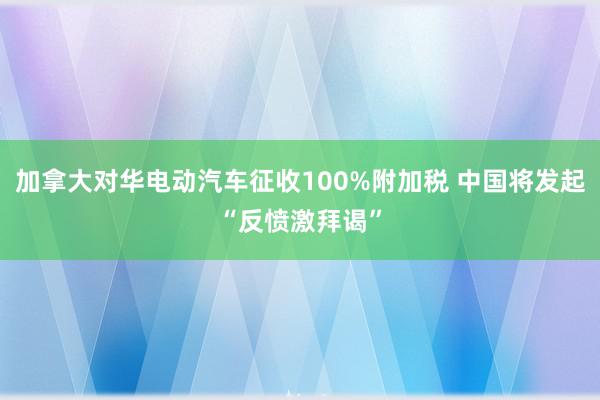 加拿大对华电动汽车征收100%附加税 中国将发起“反愤激拜谒”