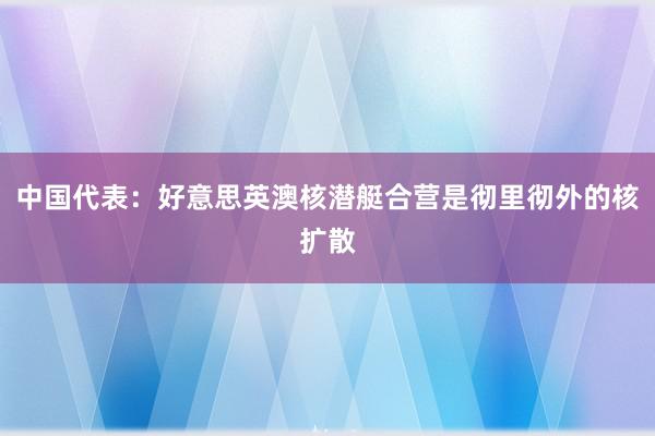 中国代表：好意思英澳核潜艇合营是彻里彻外的核扩散