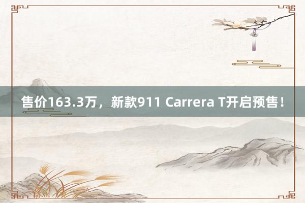 售价163.3万，新款911 Carrera T开启预售！